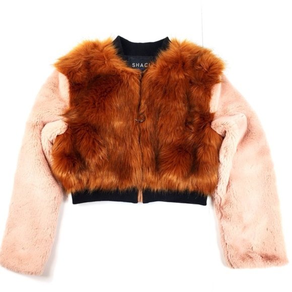 Shaci Jackets & Blazers - Shaci Blue Faux Fur Jacket Medium (Pink & Brown)